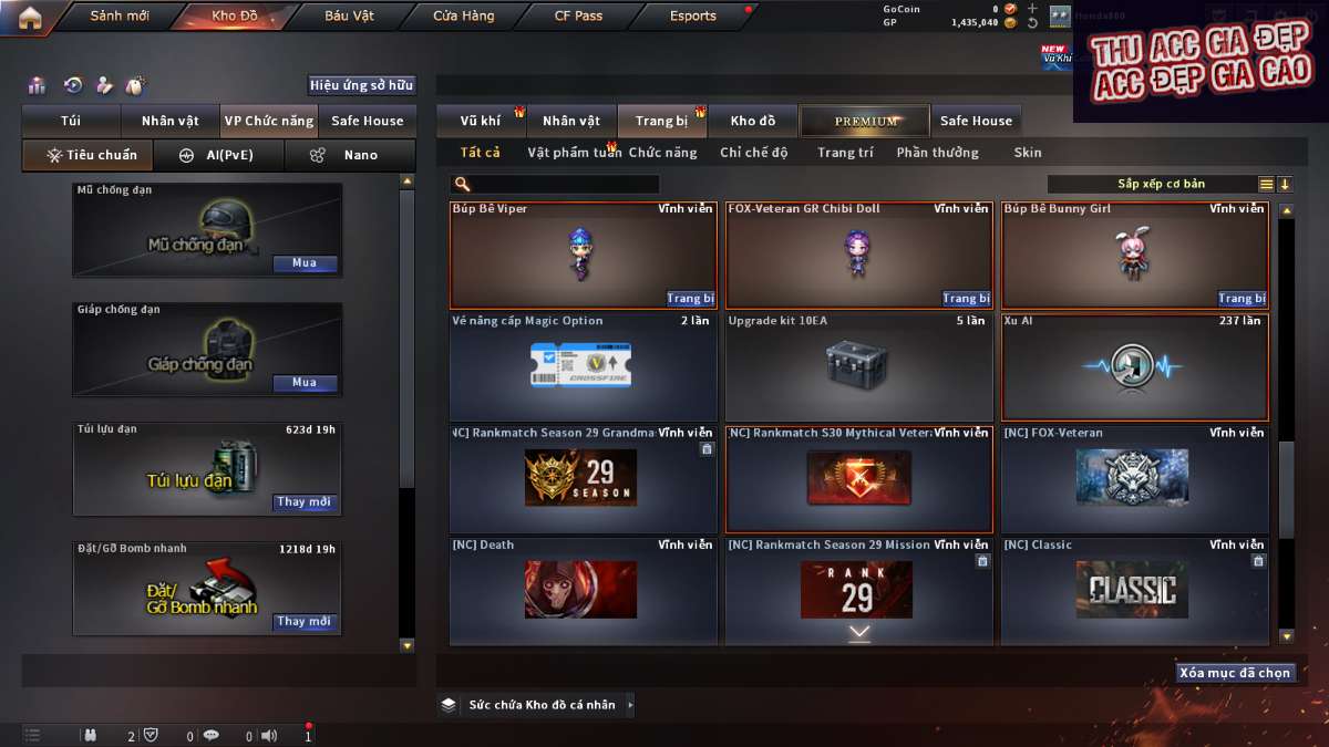 shop acc cf uy tin gia re